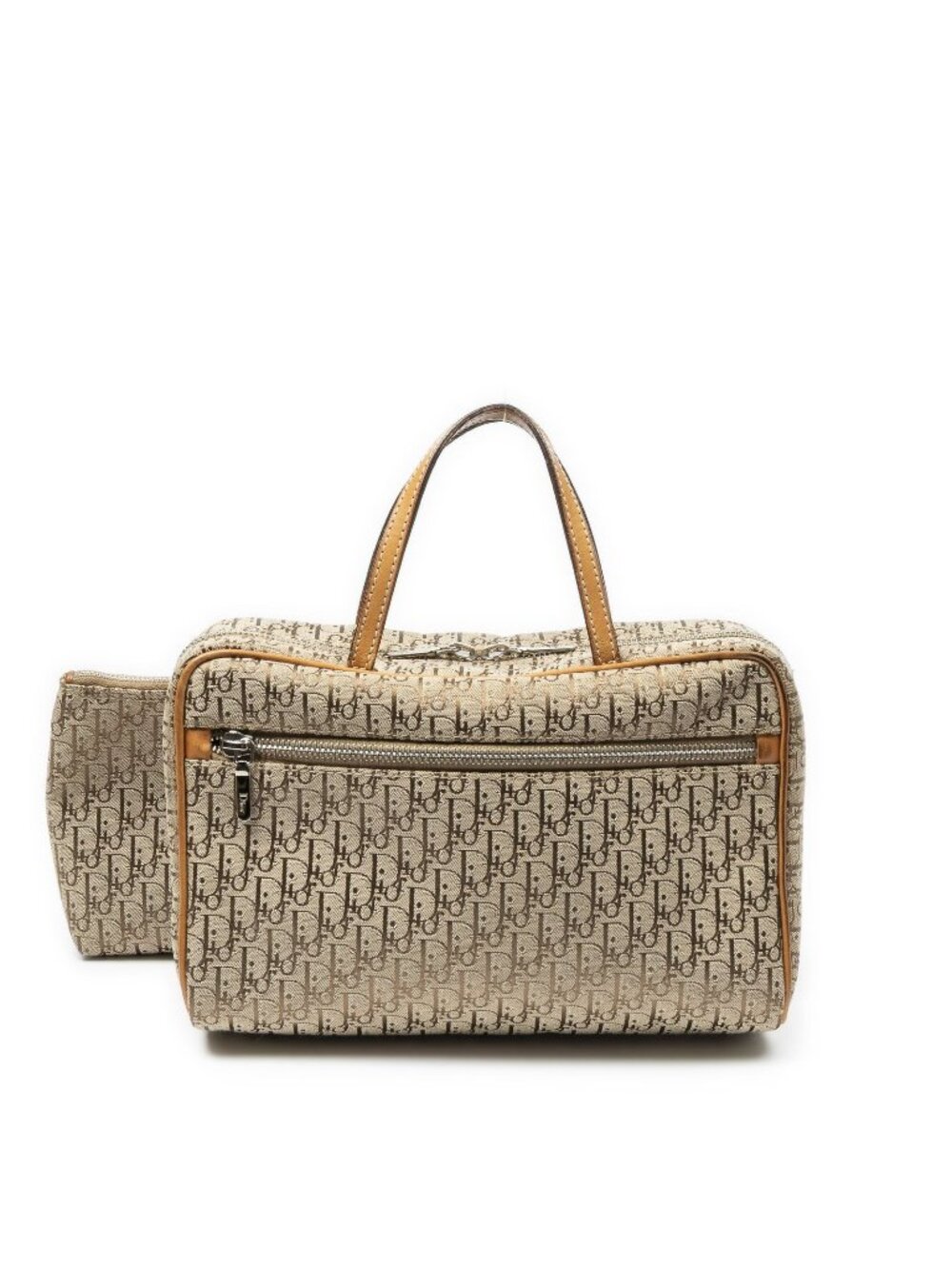 Dior Trotter Boston Beige Tan Pattern Canvas Handbag